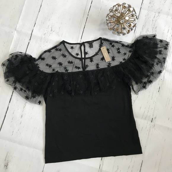 J. Crew Tulle Top Black NWT - Picture 5 of 8